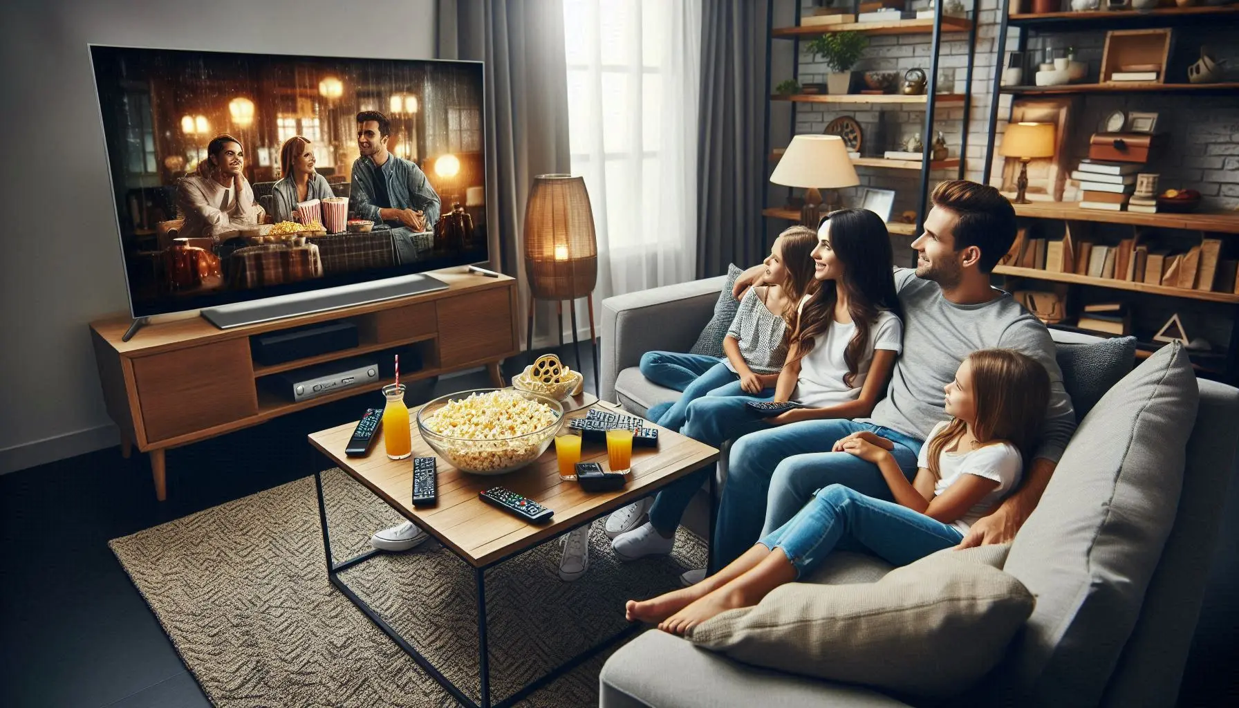 Hands setting up GreatIPTVSub on a Firestick with on-screen instructions visible.
