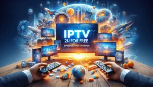 Person using IPTV Great’s multi-screen feature to watch sports and movies side-by-side.