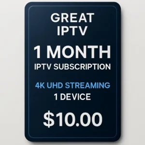 1 Month IPTV Subscription with 15,000+ Channels & 100,000+ VOD in 4K UHD