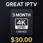 3 Months IPTV Subscription with 15,000+ Channels & 100,000+ VOD in 4K UHD
